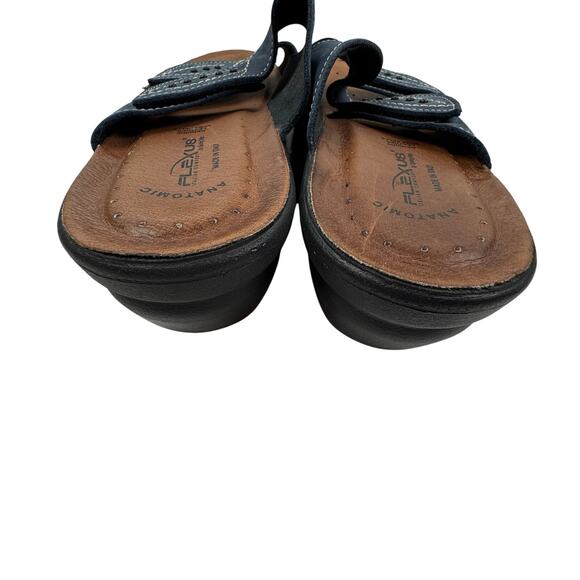 Flexus Anatomic Adjustable Comfort Blue Leather Sandals Women's Size 41/9.5-10 - Picture 7 of 10
